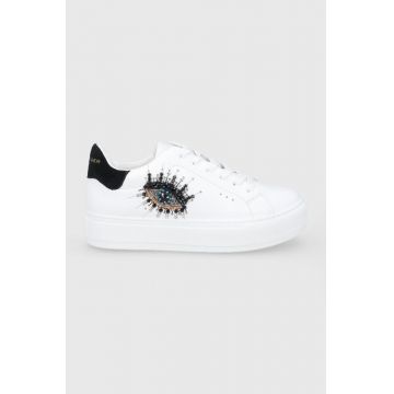 Kurt Geiger London Ghete de piele Laney Eya culoarea alb, cu platformă 8487310109