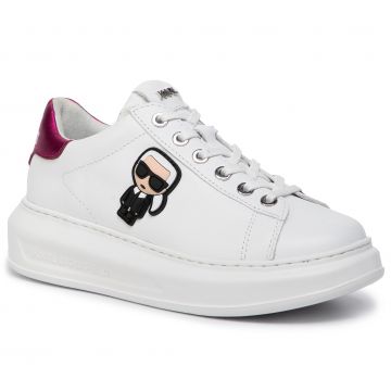 Sneakers KARL LAGERFELD - KL62530 White Lthr W/Pink
