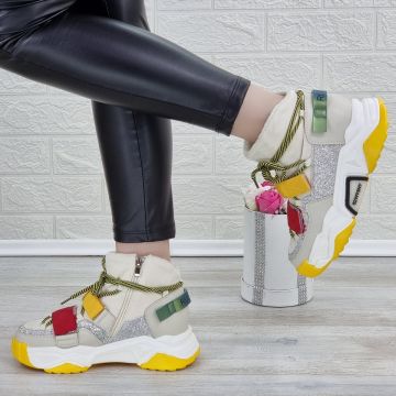 Sneakersi Dama Bej Cu Fermoar Treva
