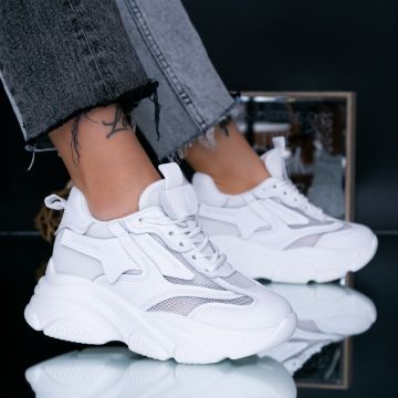 Pantofi Sport Dama cu Platforma WL167 Alb | Mei