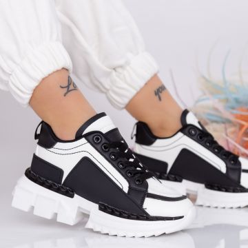 Pantofi Sport Dama LM051 Alb-Negru | Fashion