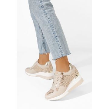 Sneakers cu platforma Karena bej