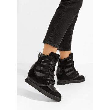 Sneakers dama cu platforma ascunsa Kaia negri