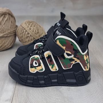 Sneakersi Baieti Negri/Army Cu Siret Tomi