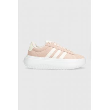 adidas sneakers din piele intoarsă GRAND COURT culoarea roz IE1104