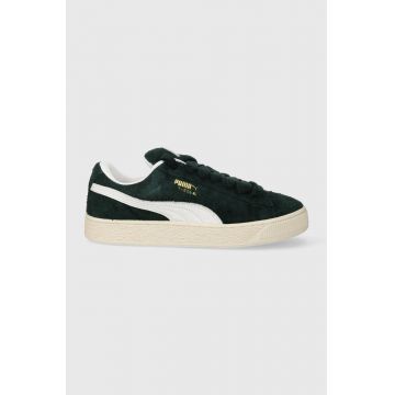Puma sneakers din piele Suede XL Hairy culoarea verde 397241