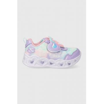 Skechers sneakers pentru copii HEART LIGHTS LOVIN REFLECTION culoarea violet