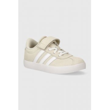 adidas sneakers de piele întoarsă pentru copii VL COURT 3.0 EL C culoarea bej