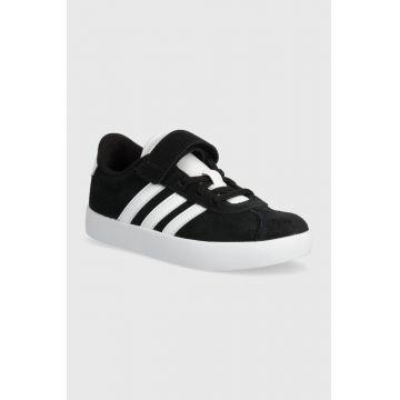 adidas sneakers de piele întoarsă pentru copii VL COURT 3.0 EL C culoarea negru