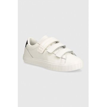 Tommy Jeans sneakers din piele TJW CUPSOLE SNEAKER VELCRO culoarea alb, EN0EN02568