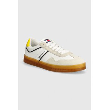 Tommy Jeans sneakers TJM LEATHER RETRO CUPSOLE culoarea alb, EM0EM01414