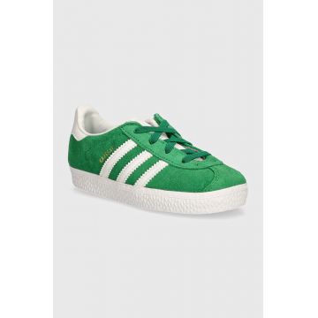 adidas Originals sneakers de piele întoarsă pentru copii GAZELLE CF EL culoarea verde, IH0363