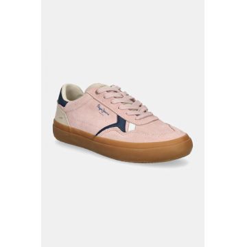 Pepe Jeans sneakers din piele intoarsă PLS31586 culoarea roz, TRAVIS RETRO W