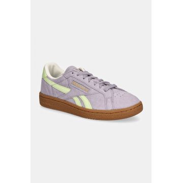 Reebok Classic sneakers din piele intoarsă Club C Grounds Uk culoarea violet, 100207963