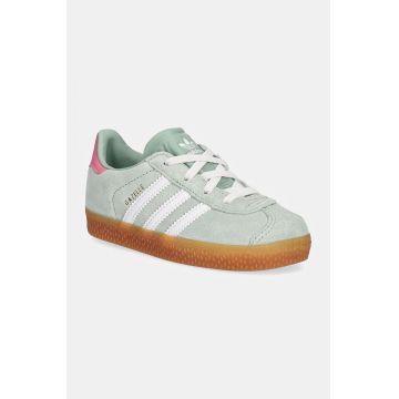adidas Originals sneakers de piele întoarsă pentru copii GAZELLE CF EL culoarea verde, IH2782