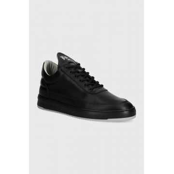 Filling Pieces sneakers din piele Low Top Bianco culoarea negru, 10127792200