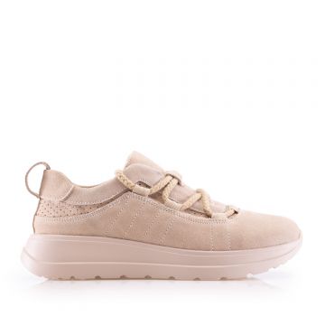Sneakers damă din piele naturală - 3504 Nude Nabuc