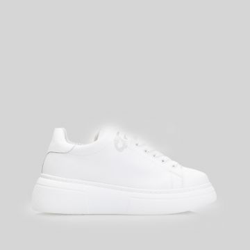 Sneakers damă din piele naturală, Leofex - 314-1 Alb Box