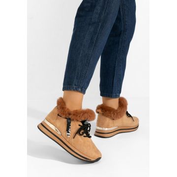 Sneakers dama imblaniti Hermina camel