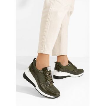 Sneakers dama cu platforma Alstoma verzi