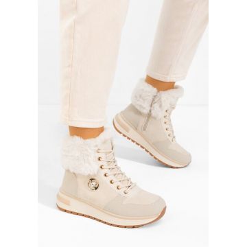 Sneakers dama imblaniti Grisia bej